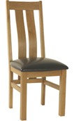 2 x Oak Twin Slat Dining Chairs with Brown Seat