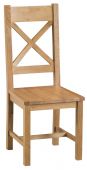 Compton Oak 2 x Cross Back Chairs with Wooden Seats