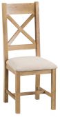 Compton Oak 2 x Cross Back Chairs with Fabric Seats