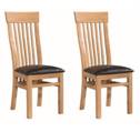 2 x Treviso Oak Slatback Dining Chairs with Brown Seat