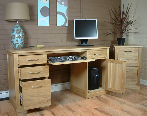 Twin Pedestal Oak Computer Desk Mobel Oak Home Office Furniture