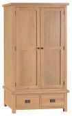 Compton Oak Double Wardrobe With Drawers